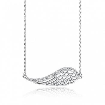Naszyjnik srebrny celebrytka skrzydło z cyrkoniami FUGZ1606N