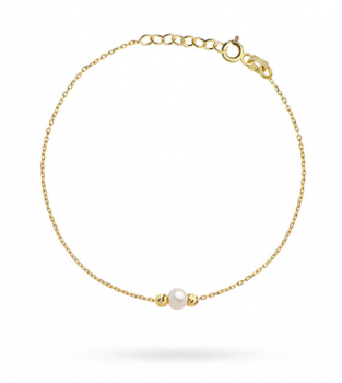 Bransoletka złota diamentowane kulki i perła FUG2-25-B00781-2