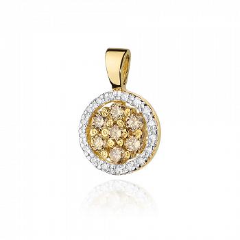 Zawieszka z żółtego złota z białymi i brązowymi brylantami 0.09 FZ440-585-B0.09