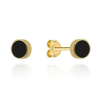 Kolczyki złote okrągłe z agatem FUG7-K01779-585