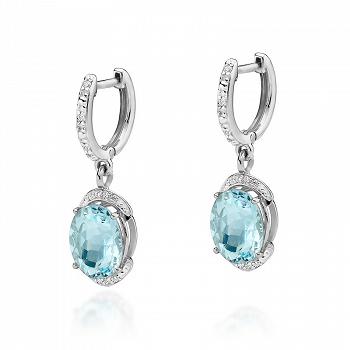 Kolczyki  z białego złota z topazami i brylantami FKO-150-B585-T6.00/0.13