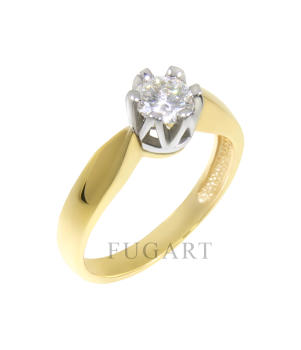 Pierścionek zaręczynowy z dwukolorowego złota z brylantem 0,49