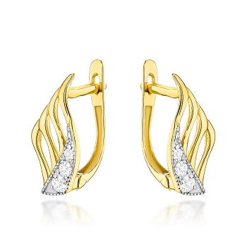 Kolczyki złote skrzydła z cyrkoniami FUG7-K01782-585