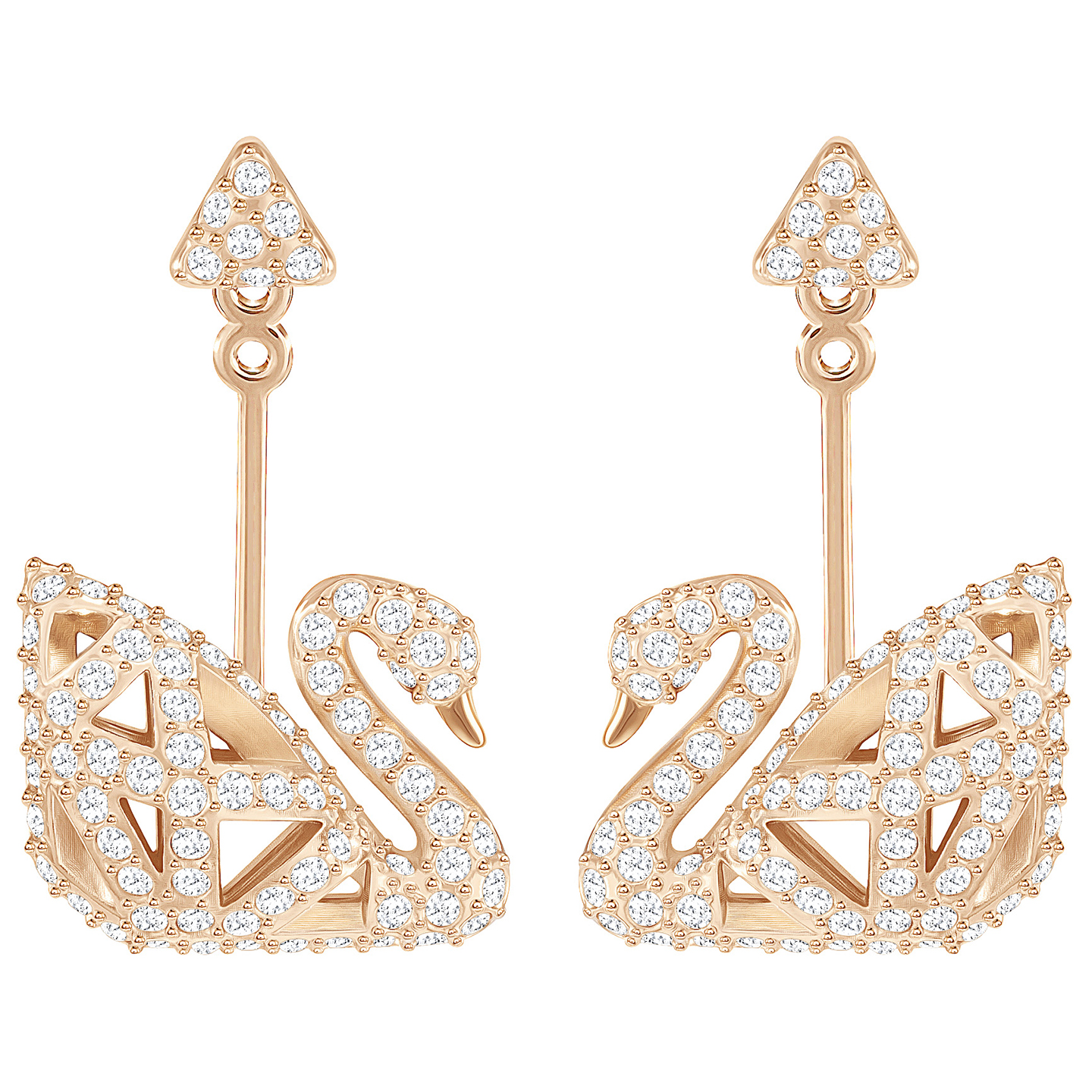 Kolczyki SWAROVSKI • Facet Swan Pierced Earrings, White, Rose gold plating 5358058