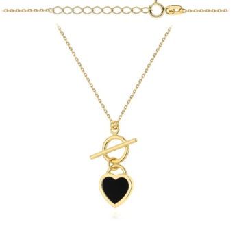 Naszyjnik złoty serce z czarnym kamieniem FUG3-N00671-585