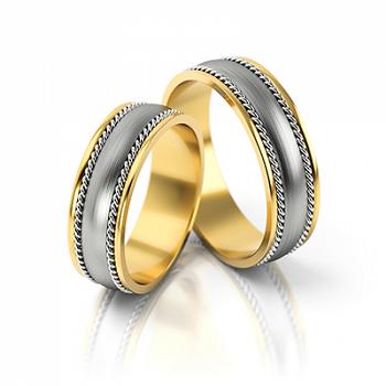 Obrączki ślubne złoto dwukolorowe 6mm próba 585 • FS182