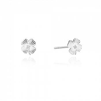 Złote kolczyki koniczynki z brylantami FCK21-B585-B0.01