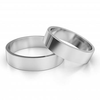 Obrączki ślubne klasyczne białe złoto 4mm próba 585 płaskie • FSB10001/4