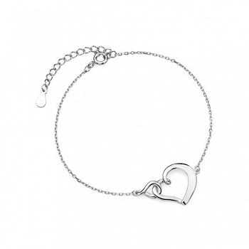 Bransoletka srebrna celebrytka serce FUGZ1559_B