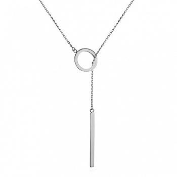 Naszyjnik srebrny krawatka z kółkiem FUGZ1130N