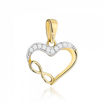 Zawieszka złota serce i nieskończoność z cyrkoniami FUG6-21-Z00494-2