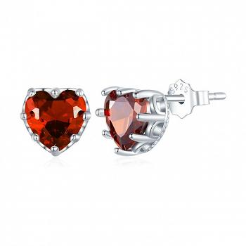 Kolczyki srebrne czerwone serca KFUG090-1