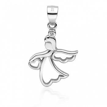 Srebrna zawieszka anioł z sercem FUGZ1713C