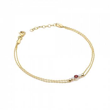 Złota bransoletka z diamentami i rubinem FB-005-585-R0.15/B0.03