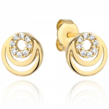 Kolczyki złote potrójny ring z cyrkoniami FUG7-25-K00817-2