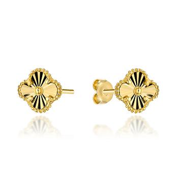 Kolczyki złote diamentowane koniczynki 10mm FUG7-K01751-585