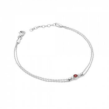 Bransoletka z białego złota z diamentami i rubinem FB-005-B585-R0.15/B0.03