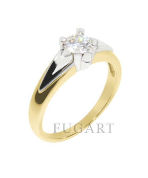 Pierścionek zaręczynowy żółtego złota z brylantem 0.40