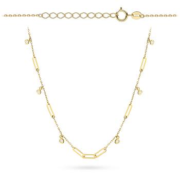 Naszyjnik złoty ogniwa i cyrkonie FUG3-17-N00622-2