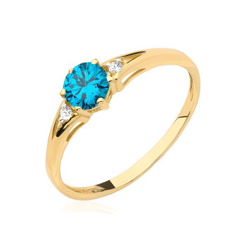 Pierścionek zaręczynowy złoty z turkusowym kamieniem