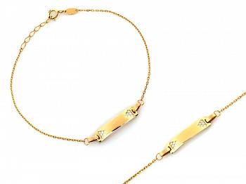 Bransoletka złota blaszka z cyrkoniami FUGBR5140