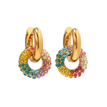 Kolczyki damskie złote z kolorowymi kamieniami FUGJDE2023652