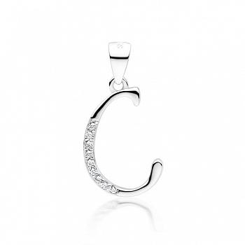 Zawieszka srebrna literka C z cyrkoniami FUGLZ0002_C