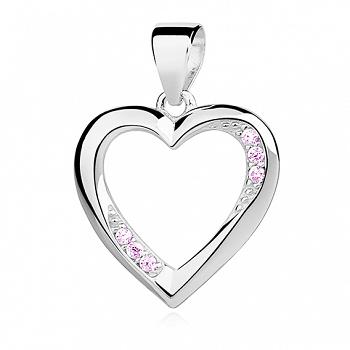 Srebrna zawieszka serce z jasnoróżowymi cyrkoniami FUGZ0832C_LP