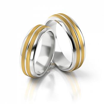 Obrączki ślubne złoto dwukolorowe 6mm próba 585 • FS156