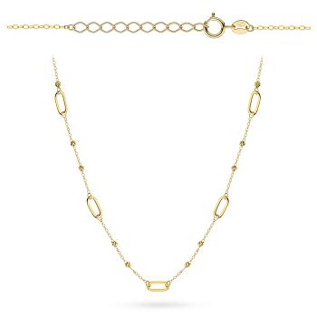 Naszyjnik złoty ogniwa i diamentowane kulki FUG3-17-N00624-2