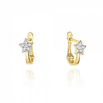 Złote kolczyki z brylantami gwiazdki FKO-022-585-B0.10
