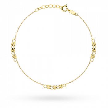 Bransoletka złota diamentowane i gładkie serduszka FUG2-31-B00860-2