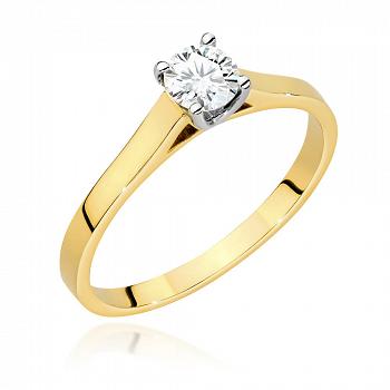 Pierścionek zaręczynowy z żółtego złota z brylantem certyfikat IGI 0.50