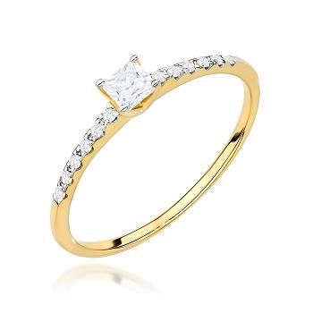 Pierścionek zaręczynowy z żółtego złota z brylantami 0,21ct