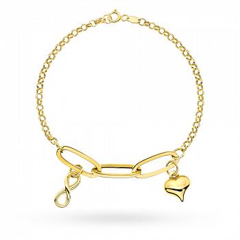Bransoletka złota ogniwa z sercem i nieskończonością FUG2-31-B00925-2