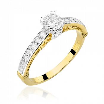 Pierścionek zaręczynowy z żółtego złota z brylantami 0.56