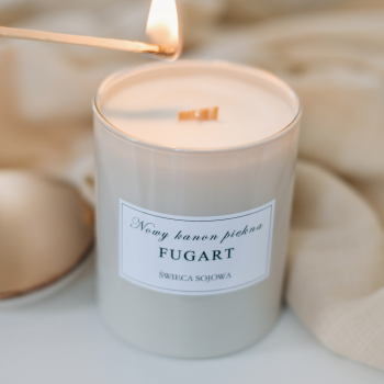 Naturalna zapachowa świeca sojowa KAWA Z NUTĄ WANILII beżowa GRAWER gratis