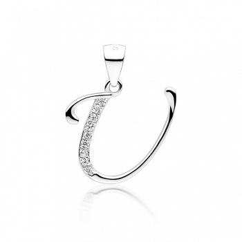 Zawieszka srebrna literka U z cyrkoniami FUGLZ0002_U