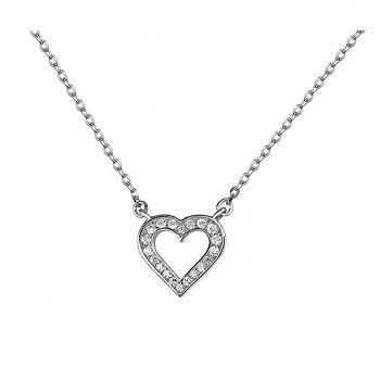 Naszyjnik srebrny celebrytka serce z cyrkoniami FUGZ1055N