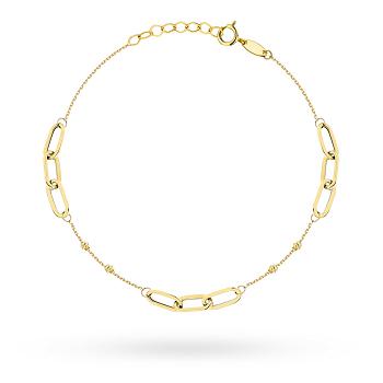Bransoletka złota długie ogniwa i diamentowane kulki FUG2-B00985-585