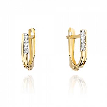 Złote kolczyki z brylantami FKO-028-585-B0.15