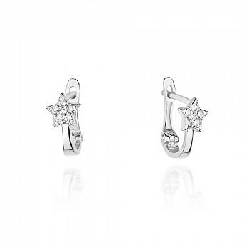 Kolczyki  gwiazdki z białego złota z brylantami FKO-022-B585-B0.10