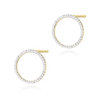 Kolczyki z żółtego złota kółka z brylantami FKO-442-585-B0.40