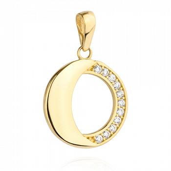 Zawieszka złota koło z białymi kamieniami FUG6-25-Z00229-2