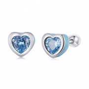 Kolczyki srebrne serca niebieskie z cyrkoniami KFUG086LB