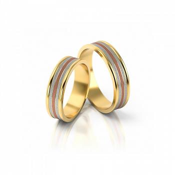 Obrączki ślubne złoto trzykolorowe 5,2mm próba 585 • FS143