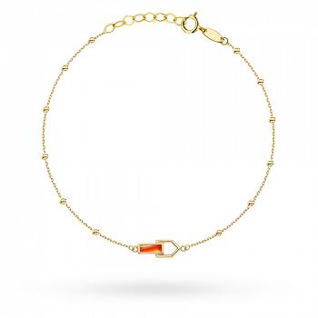 Bransoletka złota z kulkami i kamieniem cornelian FUG2-31-B00861-2