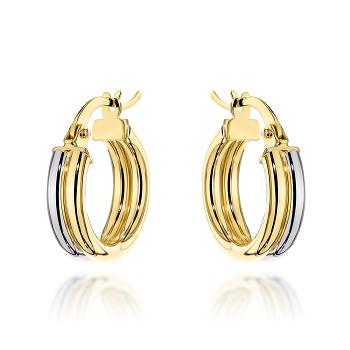 Kolczyki złote podwójne kółka w dwóch kolorach złota FUG7-K01770-585