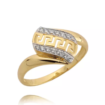 Pierścionek złoty z cyrkoniami droga grecka FN0293