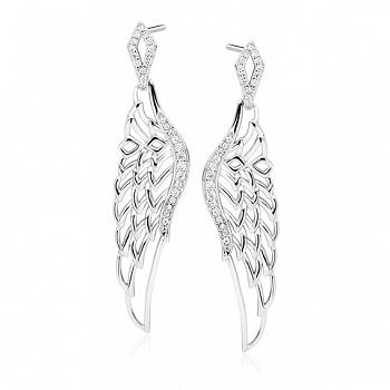 Srebrne kolczyki skrzydła z cyrkoniami FUGZ1551E